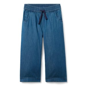 Chambray Wide Leg Pull-On Pant