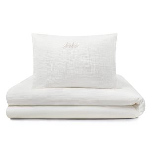 Gauze 3 Piece White Crib Set in Pouch