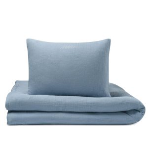 Gauze 3 Piece Blue Crib Set in Pouch