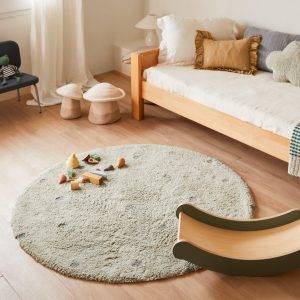 Washable Rug Round Dot Blue Sage