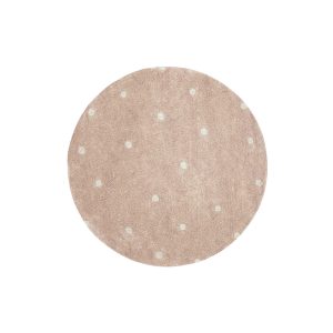 Washable Rug Round Dot Rose