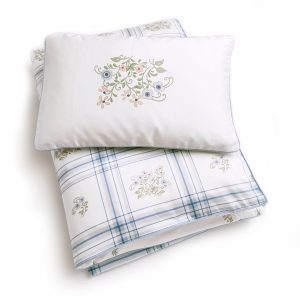 Fleur + Stripe Toddler Duvet Set - Ivory