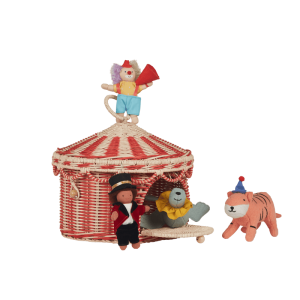 Circus Tent Basket - Red & Straw