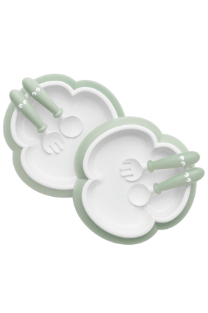 Baby Plate, Spoon & Fork, 2 Sets, Powder Green