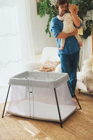 Travel Crib Light Silver & Fitted Sheet Bundle Pack