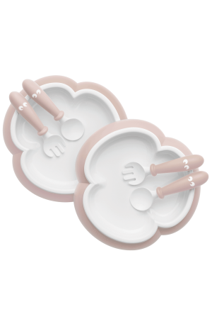 Baby Plate, Spoon & Fork, 2 Sets, Powder Pink