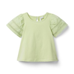 Lace Trim Puff Sleeve Top
