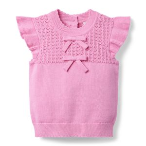 Pointelle Bow Sweater Top